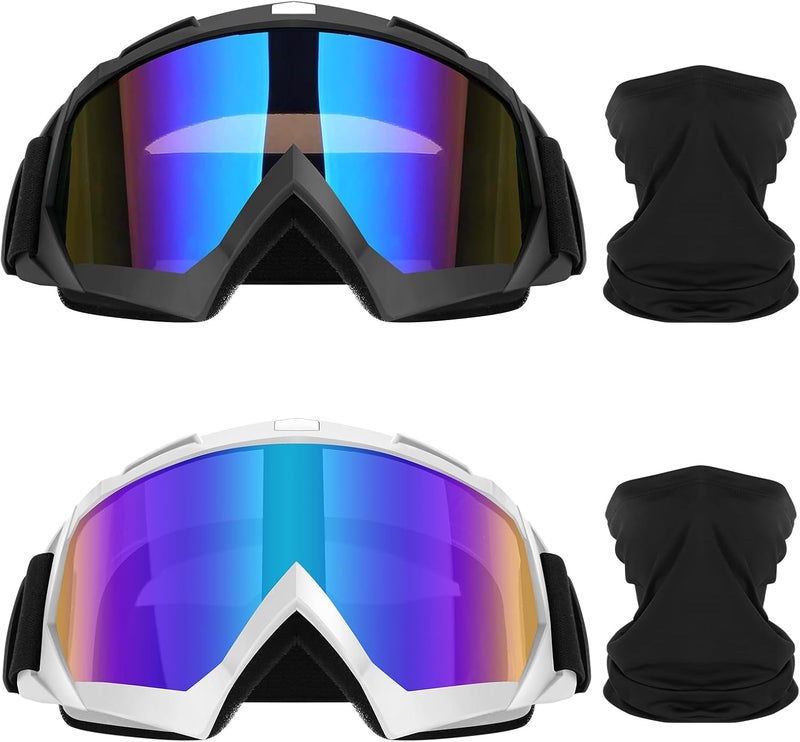 Lievermo Motorcycle Goggles Dirt Bike Goggles 2 Pack ATV Off-Road Riding Motocross Ski Goggles - Image 1